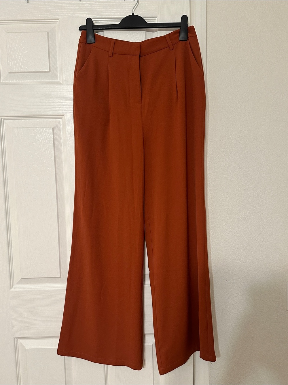 Leith Size M Wide Leg Rust Women's Trousers